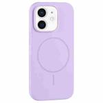 For iPhone 11 Large Hole Camera MagSafe Liquid Silicone Full Coverage Phone Case(Purple)