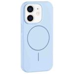 For iPhone 11 Large Hole Camera MagSafe Liquid Silicone Full Coverage Phone Case(Blue)