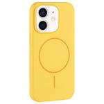 For iPhone 11 Large Hole Camera MagSafe Liquid Silicone Full Coverage Phone Case(Creamy)