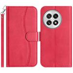 For OnePlus 13 Dual-Folded S-shape Leather Phone Case(Rose Red)