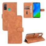 For Huawei P smart 2020 Solid Color Skin Feel Magnetic Buckle Horizontal Flip Calf Texture PU Leather Case with Holder & Card Slots & Wallet(Brown)