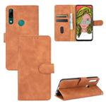 For Huawei P smart Z / Y9 Prime (2019) Solid Color Skin Feel Magnetic Buckle Horizontal Flip Calf Texture PU Leather Case with Holder & Card Slots & Wallet(Brown)