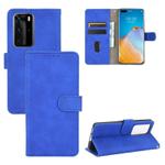 For Huawei P40 Pro Solid Color Skin Feel Magnetic Buckle Horizontal Flip Calf Texture PU Leather Case with Holder & Card Slots & Wallet(Blue)