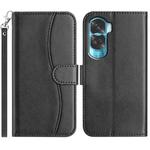 For Honor 90 Lite Dual-Folded S-shape Leather Phone Case(Black)