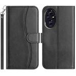 For Honor 200 5G Dual-Folded S-shape Leather Phone Case(Black)