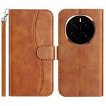 For Honor Magic7 Dual-Folded S-shape Leather Phone Case(Brown)