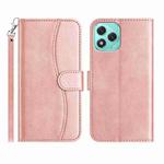 For Honor 400 Lite Global Dual-Folded S-shape Leather Phone Case(Rose Gold)