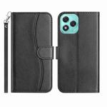For Honor 400 Lite Global Dual-Folded S-shape Leather Phone Case(Black)