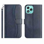 For Honor 400 Lite Global Dual-Folded S-shape Leather Phone Case(Navy Blue)