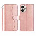 For Honor 400 Global Dual-Folded S-shape Leather Phone Case(Rose Gold)