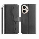 For Honor 400 Global Dual-Folded S-shape Leather Phone Case(Black)