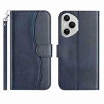 For Honor 400 Pro Global Dual-Folded S-shape Leather Phone Case(Navy Blue)