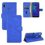 For Huawei Y6 (2019) / Honor Y6s Solid Color Skin Feel Magnetic Buckle Horizontal Flip Calf Texture PU Leather Case with Holder & Card Slots & Wallet(Blue)