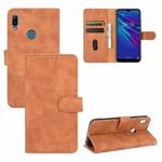 For Huawei Y6 (2019) / Honor Y6s Solid Color Skin Feel Magnetic Buckle Horizontal Flip Calf Texture PU Leather Case with Holder & Card Slots & Wallet(Brown)