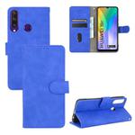 For Huawei Y6p Solid Color Skin Feel Magnetic Buckle Horizontal Flip Calf Texture PU Leather Case with Holder & Card Slots & Wallet(Blue)