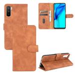 For Huawei Maimang 9 / Mate 40 Lite Solid Color Skin Feel Magnetic Buckle Horizontal Flip Calf Texture PU Leather Case with Holder & Card Slots & Wallet(Brown)