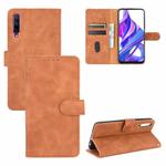 For Huawei Honor 9X Pro / Y9s Solid Color Skin Feel Magnetic Buckle Horizontal Flip Calf Texture PU Leather Case with Holder & Card Slots & Wallet(Brown)