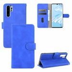 For Huawei P30 Pro Solid Color Skin Feel Magnetic Buckle Horizontal Flip Calf Texture PU Leather Case with Holder & Card Slots & Wallet(Blue)