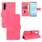 For Huawei P30 Pro Solid Color Skin Feel Magnetic Buckle Horizontal Flip Calf Texture PU Leather Case with Holder & Card Slots & Wallet(Rose Red)