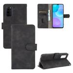 For Huawei Honor 30 Youth Solid Color Skin Feel Magnetic Buckle Horizontal Flip Calf Texture PU Leather Case with Holder & Card Slots & Wallet(Black)