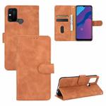 For Huawei Honor Play 9A / Honor 9A Solid Color Skin Feel Magnetic Buckle Horizontal Flip Calf Texture PU Leather Case with Holder & Card Slots & Wallet(Brown)