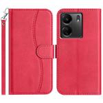 For Redmi 13C 4G Dual-Folded S-shape Leather Phone Case(Rose Red)
