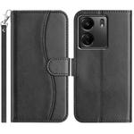 For Redmi 13C 4G Dual-Folded S-shape Leather Phone Case(Black)