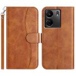 For Redmi 13C 4G Dual-Folded S-shape Leather Phone Case(Brown)