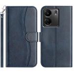 For Redmi 13C 4G Dual-Folded S-shape Leather Phone Case(Navy Blue)