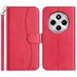 For Redmi 14C 4G Dual-Folded S-shape Leather Phone Case(Rose Red)