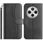 For Redmi 14C 4G Dual-Folded S-shape Leather Phone Case(Black)