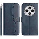 For Redmi 14C 4G Dual-Folded S-shape Leather Phone Case(Navy Blue)