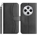 For Redmi 14R 5G Dual-Folded S-shape Leather Phone Case(Black)
