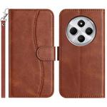For Redmi 14R 5G Dual-Folded S-shape Leather Phone Case(Coffee)