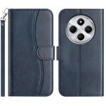 For Redmi 14R 5G Dual-Folded S-shape Leather Phone Case(Navy Blue)