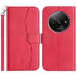 For Redmi A3 / Poco C61 Dual-Folded S-shape Leather Phone Case(Rose Red)