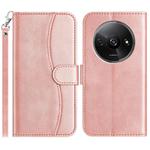 For Redmi A3 / Poco C61 Dual-Folded S-shape Leather Phone Case(Rose Gold)