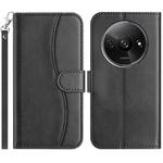 For Redmi A3 / Poco C61 Dual-Folded S-shape Leather Phone Case(Black)