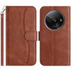 For Redmi A3 / Poco C61 Dual-Folded S-shape Leather Phone Case(Coffee)