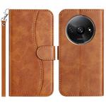 For Redmi A3 / Poco C61 Dual-Folded S-shape Leather Phone Case(Brown)