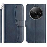 For Redmi A3 / Poco C61 Dual-Folded S-shape Leather Phone Case(Navy Blue)