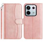 For Redmi Note 13 Pro 5G Dual-Folded S-shape Leather Phone Case(Rose Gold)