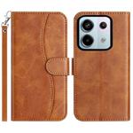For Redmi Note 13 Pro 5G Dual-Folded S-shape Leather Phone Case(Brown)