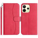 For Redmi Note 14 4G 163.25mm Dual-Folded S-shape Leather Phone Case(Rose Red)
