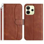 For Redmi Note 14 4G 163.25mm Dual-Folded S-shape Leather Phone Case(Coffee)