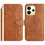 For Redmi Note 14 4G 163.25mm Dual-Folded S-shape Leather Phone Case(Brown)