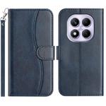 For Redmi Note 14 Pro 4G Dual-Folded S-shape Leather Phone Case(Navy Blue)