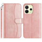 For Redmi Note 14 5G Dual-Folded S-shape Leather Phone Case(Rose Gold)