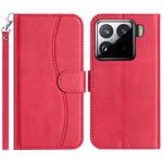 For Xiaomi 15 Dual-Folded S-shape Leather Phone Case(Rose Red)