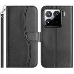 For Xiaomi 15 Dual-Folded S-shape Leather Phone Case(Black)